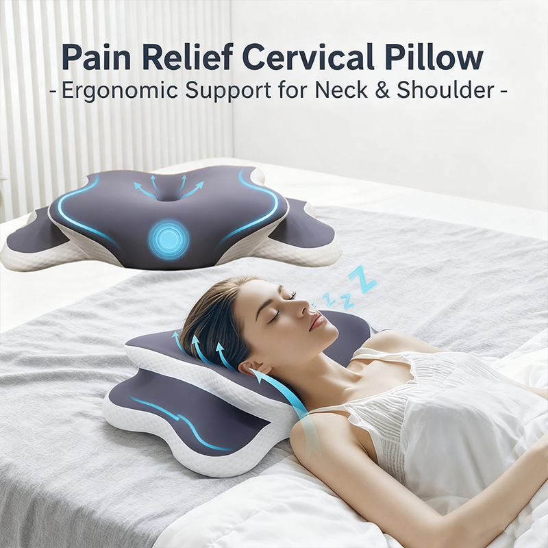 Travesseiro De Orelha Grande Para Suporte cervical , Espuma Viscoelástica Com Rebote Lento E Núcleo De Pressão zero