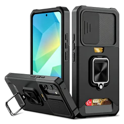 Caso rígido resistente a choques com suporte e slot Para Galaxy A57 A37 A27 A17 A16 A26 A36 A56 A15 A35 A55 A18
