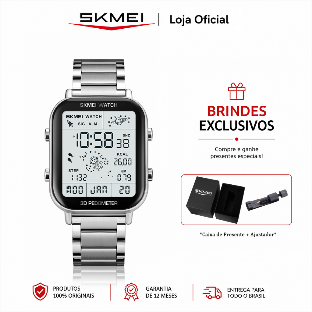 SKMEI 1888 Relogio Masculino Moda 3D Digital Multifuncional Relógios Masculino eminino a prova d água