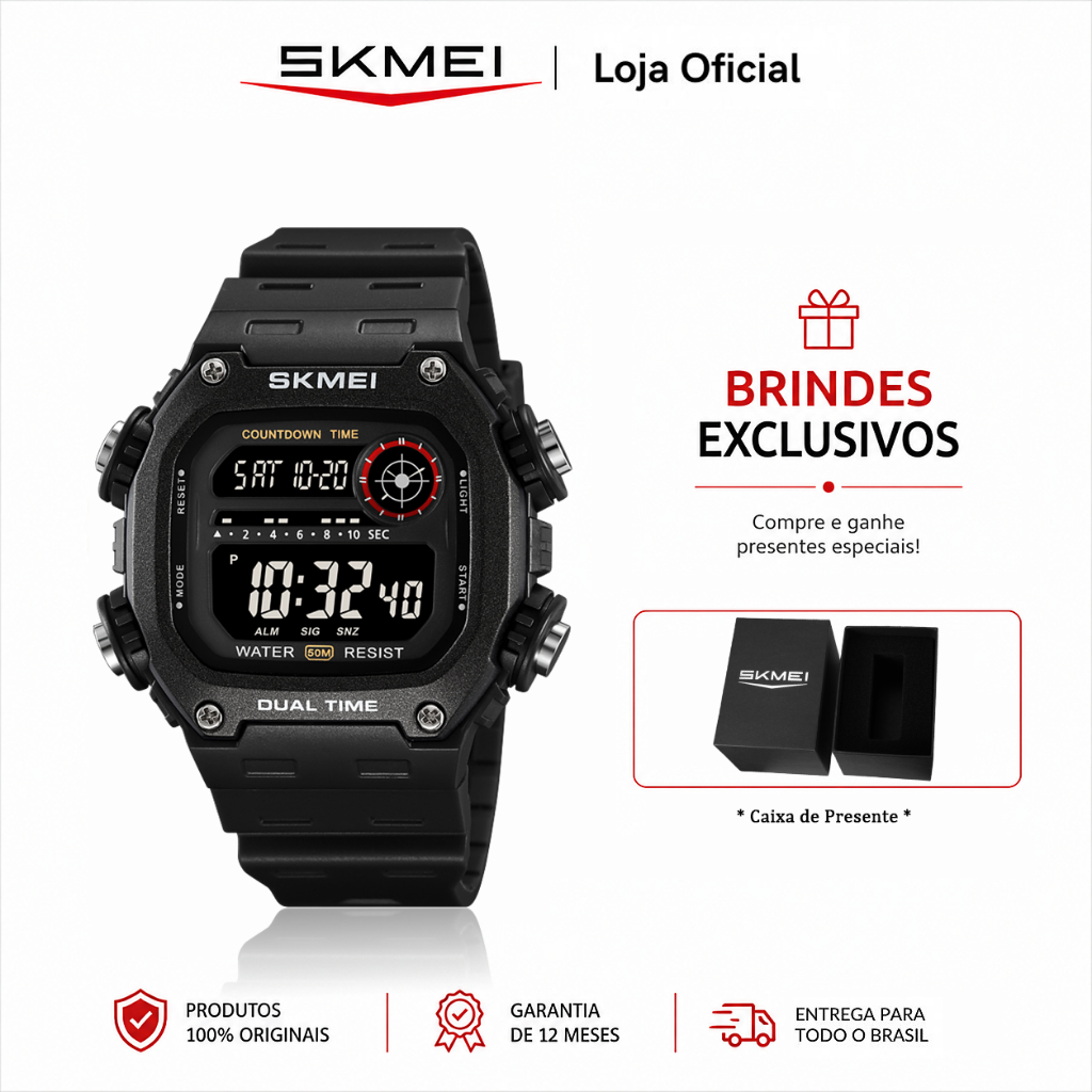 SKMEI 2126 Relógio Esportivo Digital LED À Prova D'água Relógios Digitais De Exterior