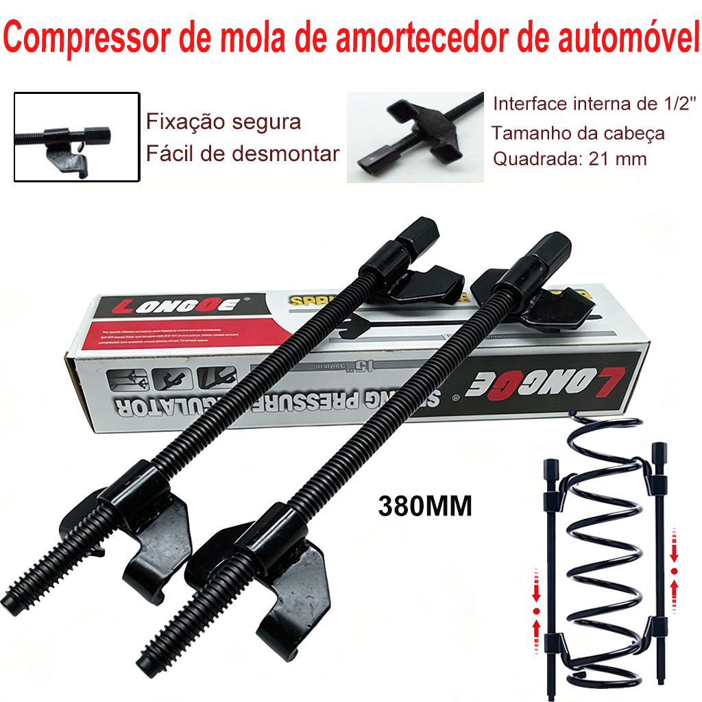 1 Par 2 Pçs de Encolhedor Para Molas De Suspensão De Aço Dianteira Strut Removedor Para Carros Preto 380MM