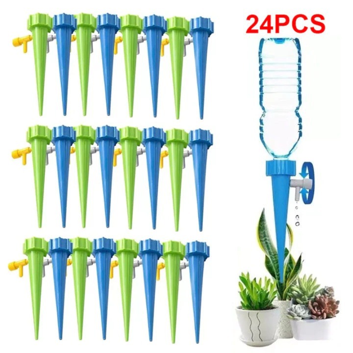 Kit Com 12/24 Gotejador Irrigador Acoplável Em Garrafa Pet Jardim Dosador Vaso Em Garrafa