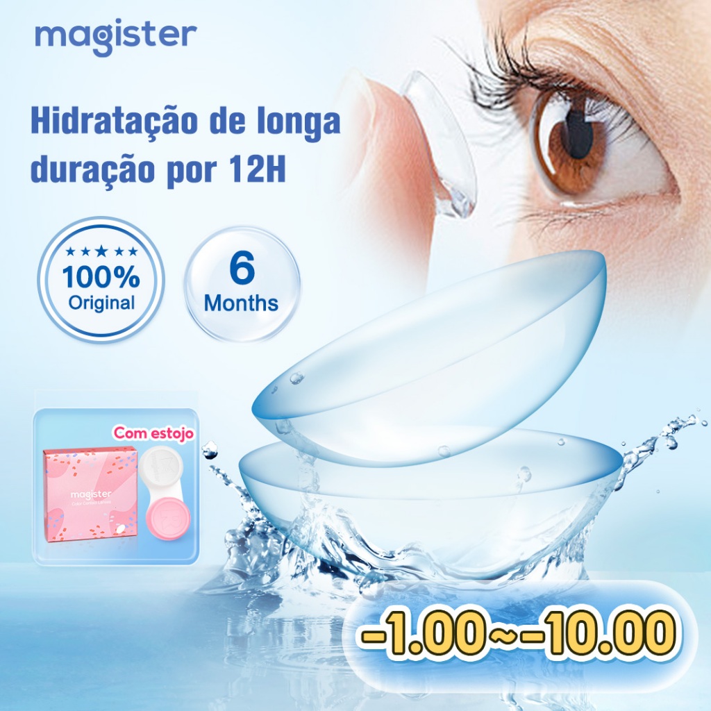 (-1.00 ~-10.00) Lentes De Contato Transparentes De Myopia De 6 Meses Use 2 Pcs Lente Hidratante Com Prescrição