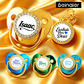 Chupeta para bebês com nome personalizado do bebê, chupeta de silicone BPA Free,Bico Ortodôntica