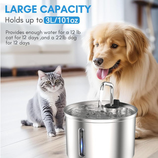 Aço Inoxidável Fonte para Gatos com Filtro 3L Dispensador de água para Cães Bebedouro Gato Automático Super Silencioso