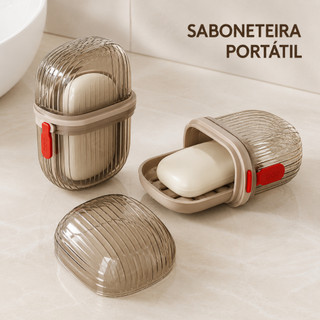 Saboneteira Portátil de Viagem com Tampa Vedada Drenagem de Água Caixa de Sabão Plástica Resistente