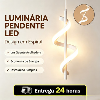 Luminária Pendente LED Espiral Design Moderno Luz Suave Bivolt 110V-220V Ideal para Sala de Jantar e Cozinha