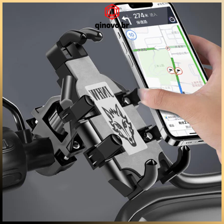 Suporte Antichoque para Celular - Universal para Motos, Bicicletas e Veículos Elétricos com Rotação de 360°