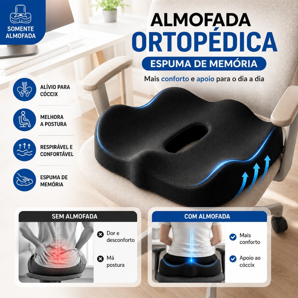 Almofada integrada para cadeira de escritório Barest, projetada para suporte lombar, com espuma de memória para alívi