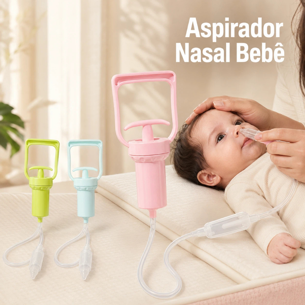 Aspirador Nasal de Sucção para Bebê Recém-Nascido | Silicone Seguro, Fácil Limpar, Sem Dor