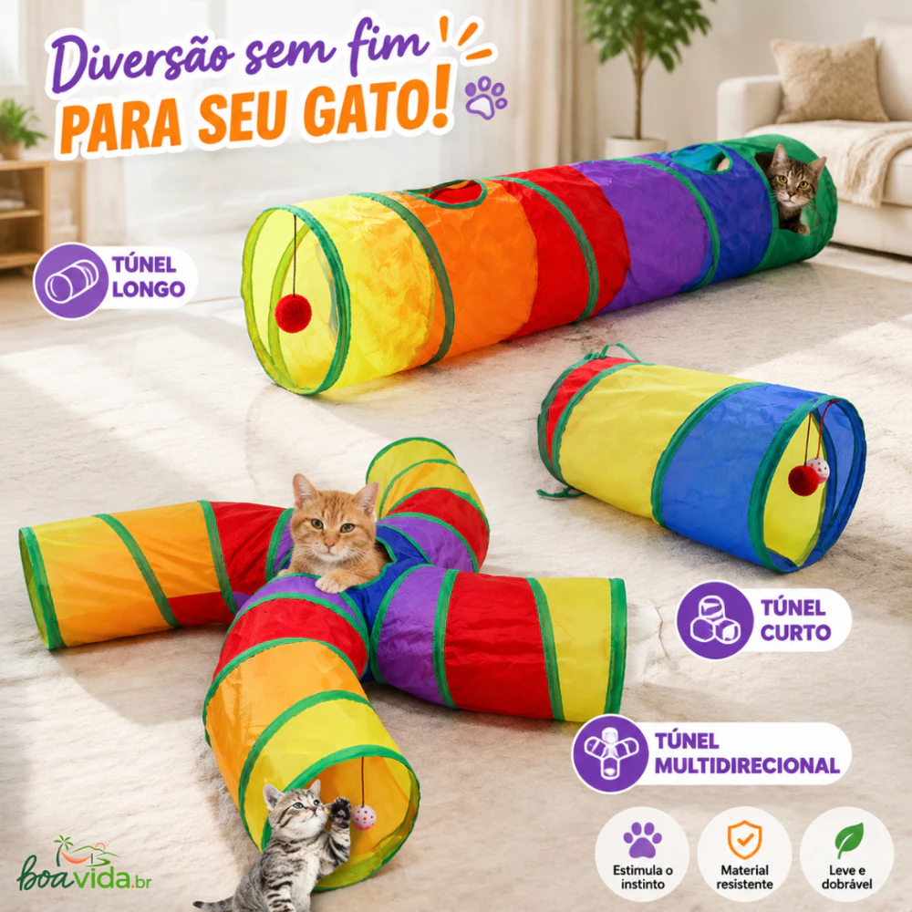Brinquedo Para Pets Túnel Labirinto Para Gatos Colorido