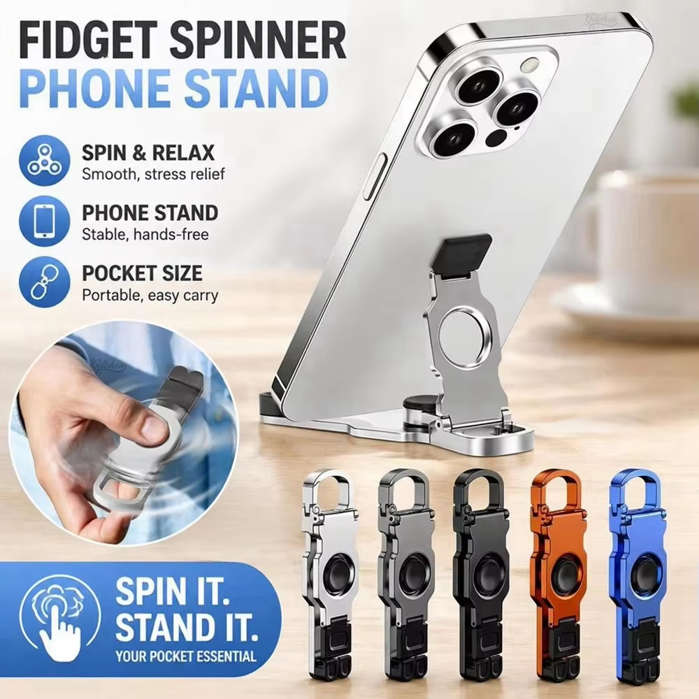 Suporte De Telefone Giratório Fidget , Chaveiro Portátil Dobrável , De Mesa Ajustável Em Vários Ângulos E Universal Para