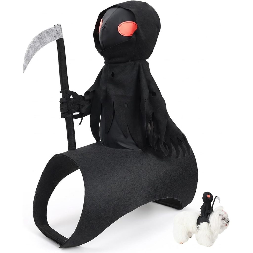 Fantasia De Cavaleiro Grim Reaper De Halloween Para Cachorro Com Fita Mágica , 3D , Roupa De Cosplay Pequena , Média E G
