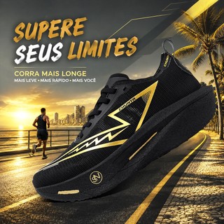 CHUNTA Tênis Corrida placa carbono Preto Maratona Unissex Amortecimento Leve Respirável Esportivo