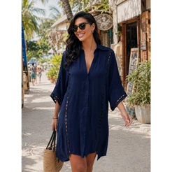 Tamanho crande,Vestido longo de praia plus size, moda plus size feminina, vestido de praia com decote em V, Vestido boho