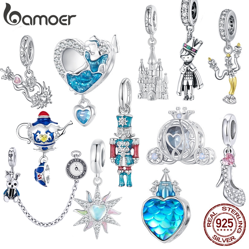 Bamoer 925 Prata Esterlina Charme Conto De Fadas Princesa Pingente Acessórios Série Para Pulseira DIY
