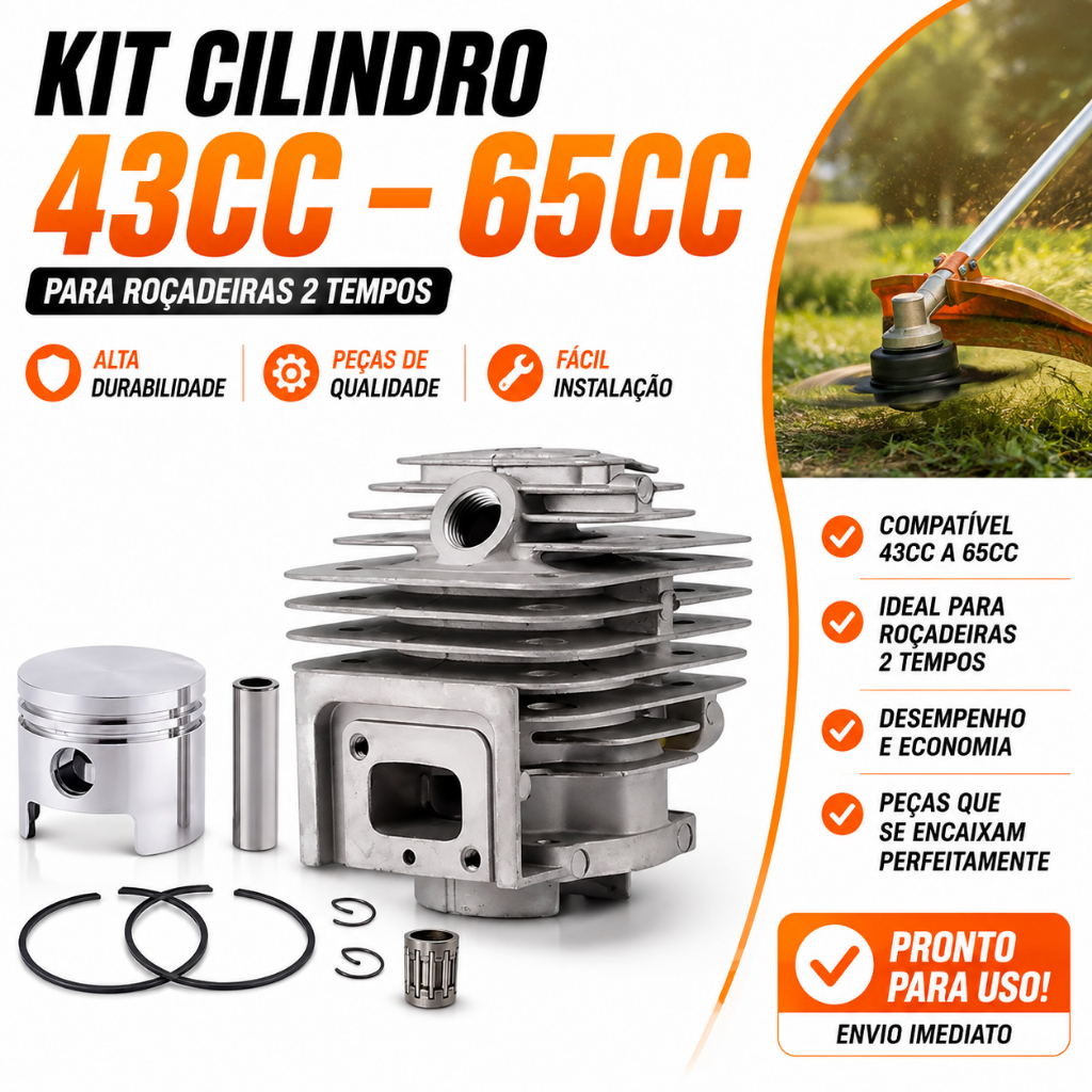 Cilindro completo para roçadeira 52cc 44mm