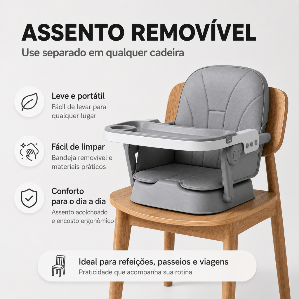 Snzeske [PIX]Cadeirão de Alimentação Infantil Portátil com Altura Ajustável e Assento Acolchoado — imagem 2 de 2