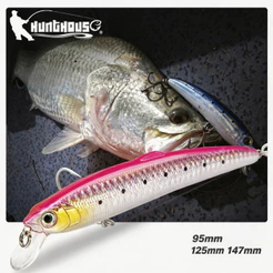 Hunthouse Flutuante Smith Saruna Minnow Isca De Pesca Marítima Jerkbait Dura 95mm/8g 12.5cm/17.5g 14.7cm/27g Para Pique Seabass