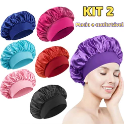 Kit 2 Touca De Cetim Com Faixa Larga Confortável Anti-Frizz Para Dormir Proteção Noturna Do Cabelo Envio Rápido