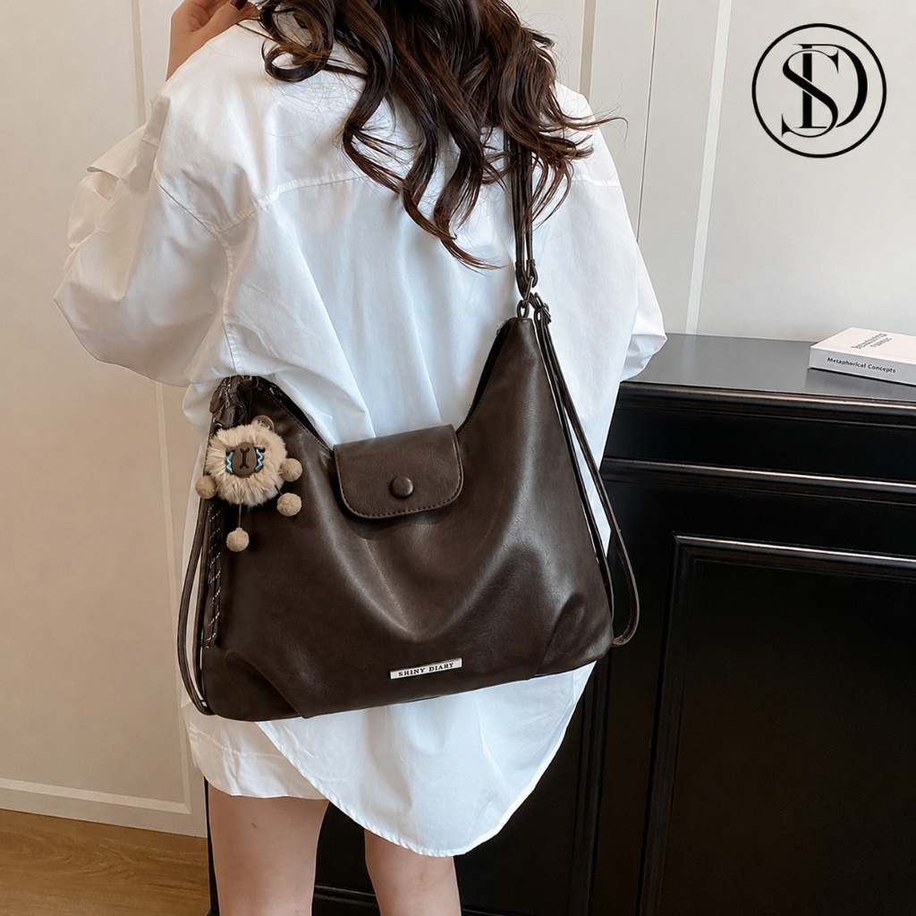 2026 Nova bolsa transversal feminina, bolsa de ombro, bolsa tote com pingente de pelúcia