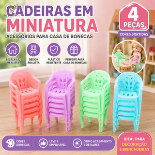 Vivamart 4 Peças Mini Suporte Itens Em Miniatura Poltrona Cadeiras De Barest De Plástico Para Acessórios De Casa De Bone