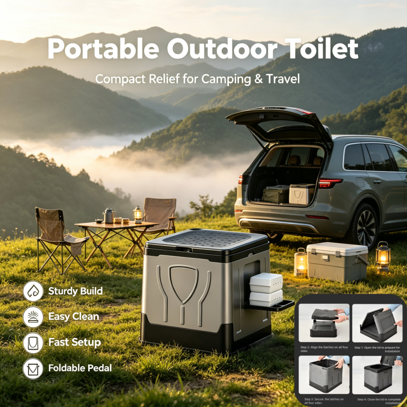 Portátil Ao Ar Livre Toalete Acampamento Potty Carro De Emergência Dobrável Resistente Cômoda Para RV Caminhadas Auto-Dr