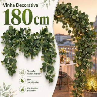 Decoração de parede de casamento torcida de videira de flor de eucalipto Artificial de 180 cm