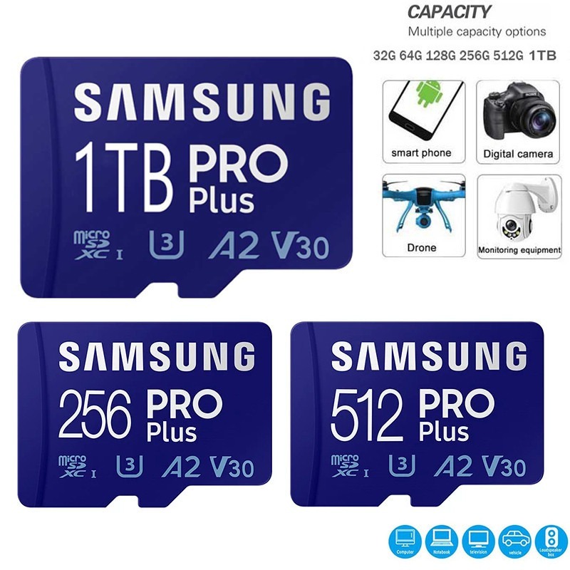 Cartão De Memória Micro SD/TF EVO Plus 128G 256G 512G 1TB Classe 10 UHS-I 32GB 64G De Alta Velocidade Para Gravador De C