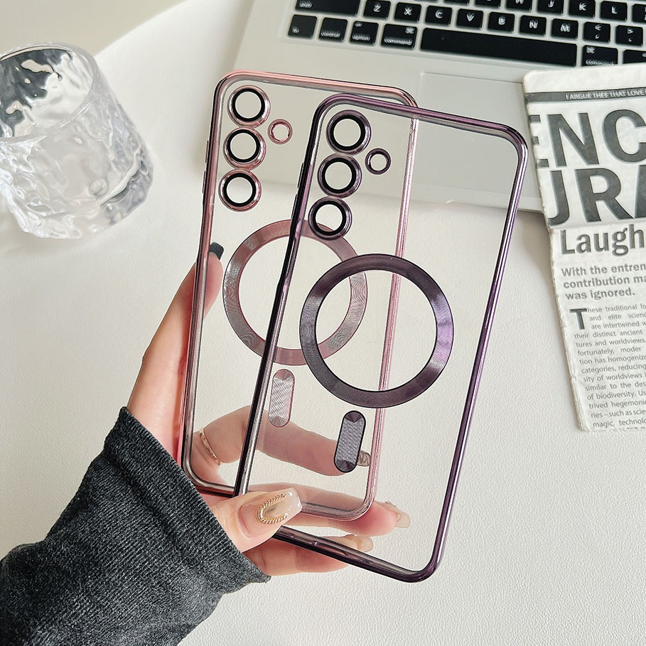 HEYOO Capa Compativel com Samsung Galaxy S20 S21 S22 S23 S24 S25 FE Ultra Magsafe Transparente Proteção Câmera