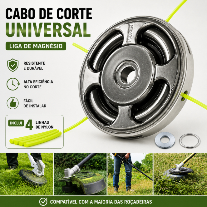 Carretel Metálico Magnésio Roçadeiras Universal 4 Fios Nylon