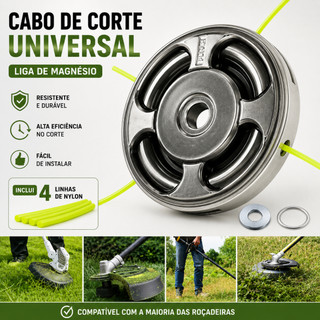 Carretel Metálico Magnésio Roçadeiras Universal 4 Fios Nylon