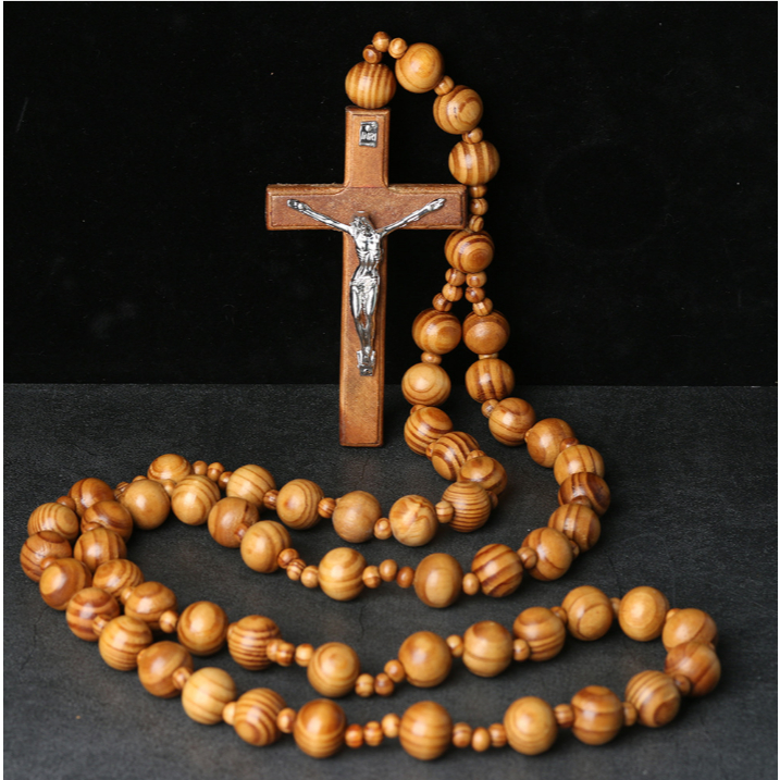 1 Pçs Grande Parede Pendurado Rosário Cruz De Madeira Pingente Retro Artesanal Crucifixo Decoração Da Católica Religiosa