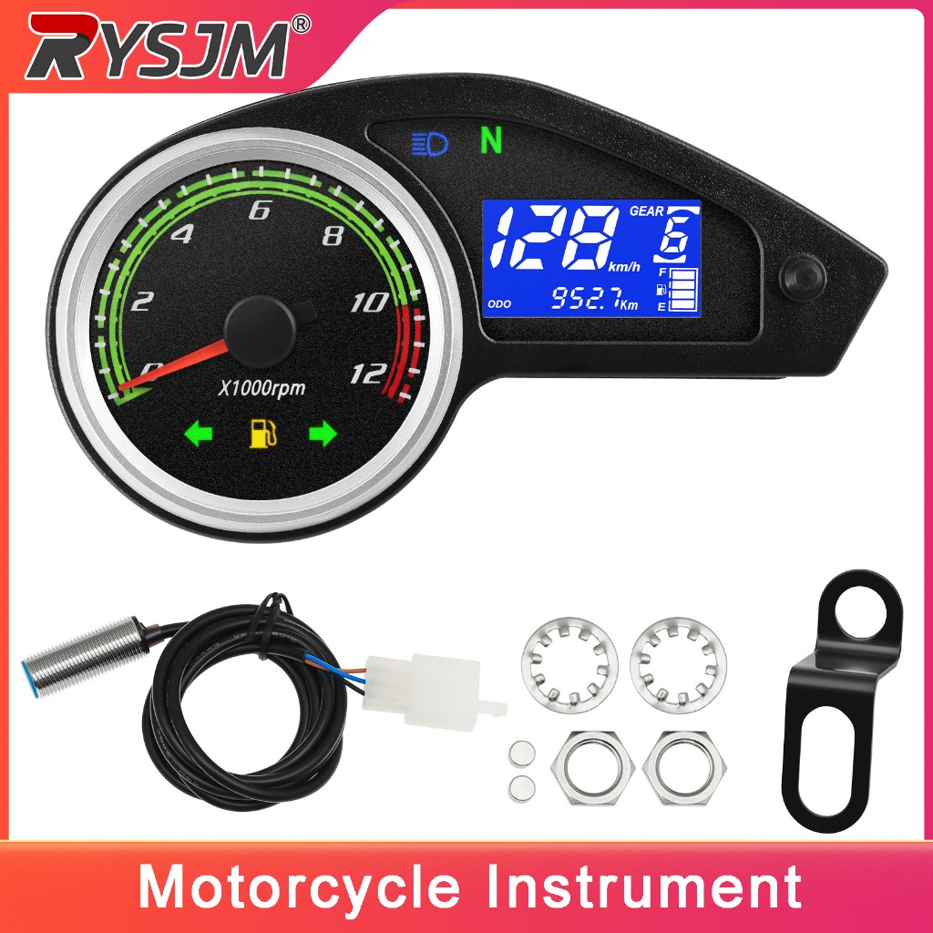 Velocímetro Para Motocicleta , Odômetro , Medidor Digital 12K RPM , Tacômetro , Nível De Óleo De Velocidade Com Sensor 1