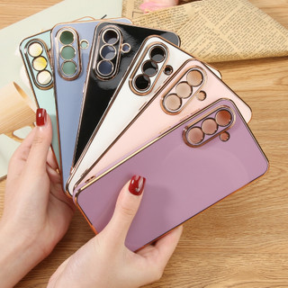 HEYOO Capa De Telefone Para Samsung A57 37 56 36 16 Case Eletrodoada Dourada Borda Reta Anti Impacto