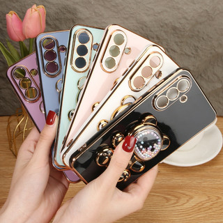 HEYOO Capa Capinha Case Para Samsung A51 31 21 70 30 Capa Brilhante com Suporte Urso Areia Movediça Anti Impacto