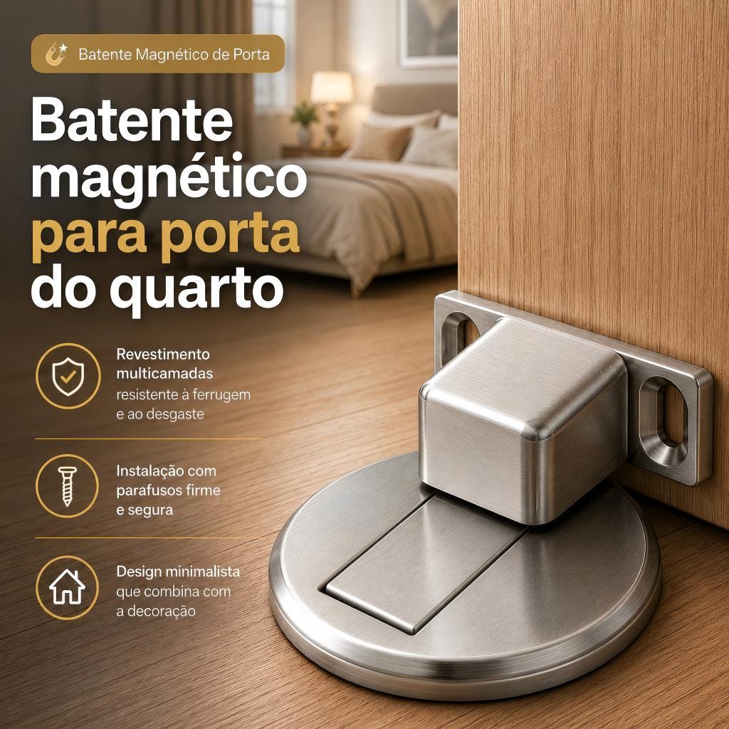 Prendedor Trava de Porta Magnético Slim Cromado
