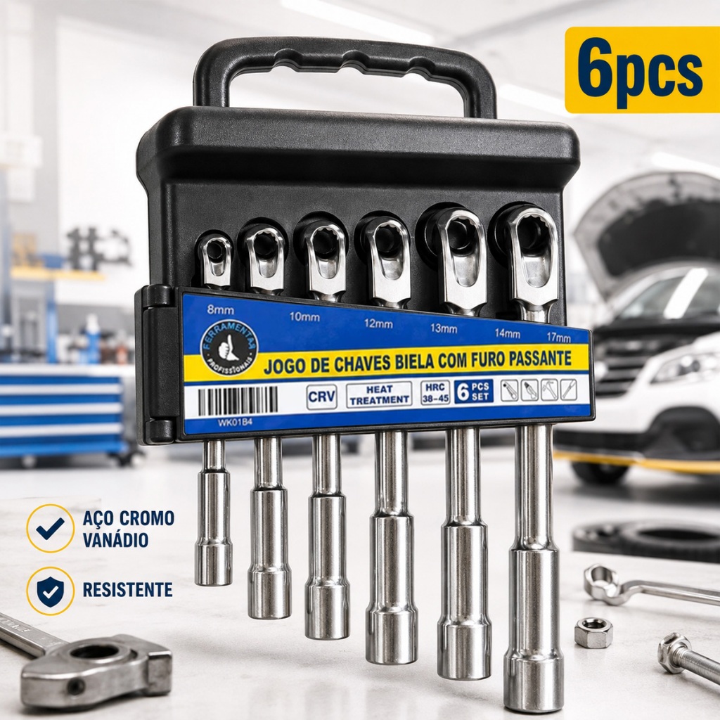 Jogo De Chave Tipo L Biela Com Furo De 8mm até 17mm kit completo Aço Profissional 6PCS
