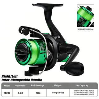 Molinete Ultra Light Micro 60KG – Levíssimo com Linha Colorida e 03 Rolamentos, Direito/Esquerdo Intercambiável