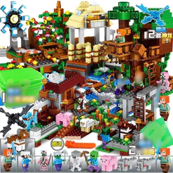 1.000 pçs compatível Lego blocos de montagem mina DIY mundo bloco de construção brinquedos selva cachoeira meninos menin