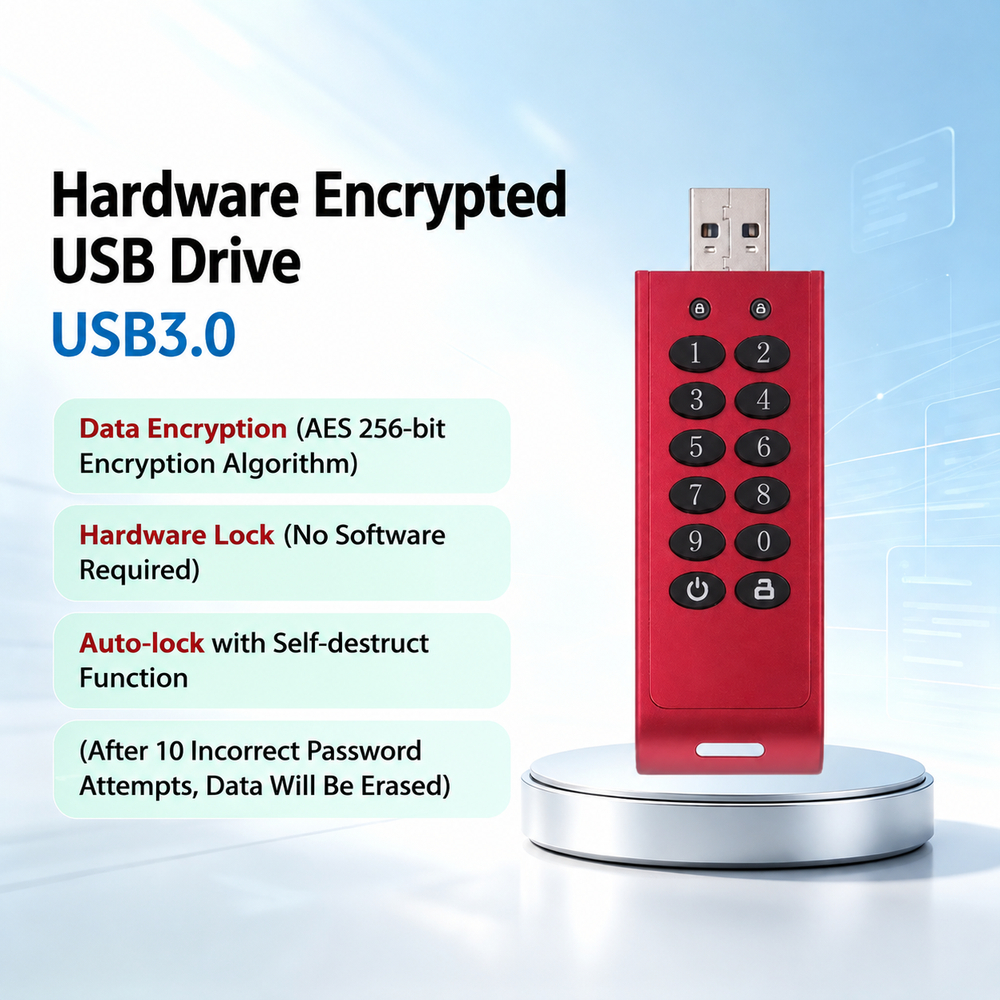 Goldenfir's new hardware encryption USB flash drive with 8GB/16GB/32GB security and anti-theft features