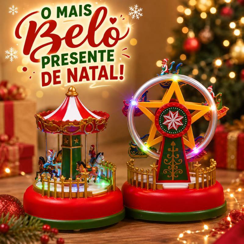🔥🔥Envio em 24h Novo Carrossel De Música Luminosa Roda Gigante Presente De Natal Ornamento