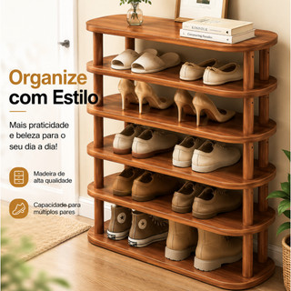 Sapateira de seis níveis, sapateira vertical estreita para guardar sapatos, prateleira de madeira