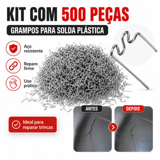 Kit 500 Grampos Solda Plástica Grampeador Quente Para-choque Reparo Automotivo 0.8mm Aço