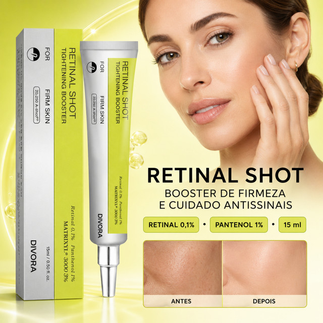 Retinal Shot Sérum Facial Anti-Rugas Firmador com Pantenol para Linhas Finas e Hidratação 15m