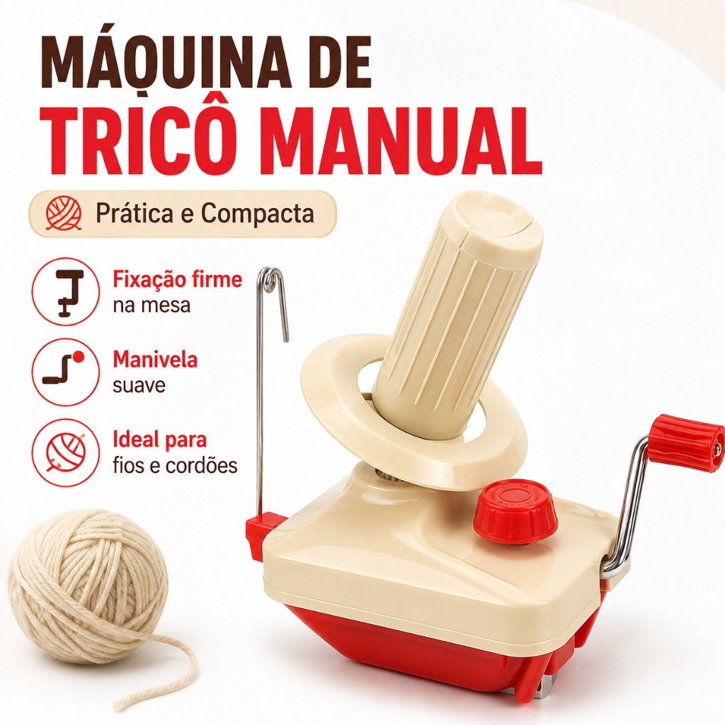 Máquina Enroladora Enrolar Fios Linha Lã Tricô Crochê Manual Enrolador de Linha