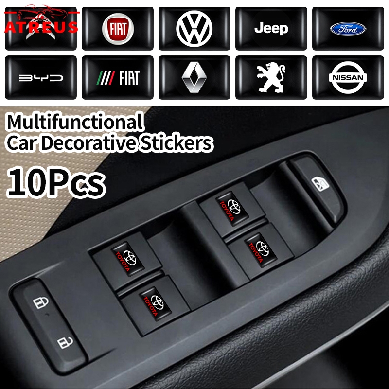[Atreus] 10Pçs Adesivo Logo Carro 3D Quadrado 10x18mm Multiuso Decorativo Adesivo Acessórios Automotivos