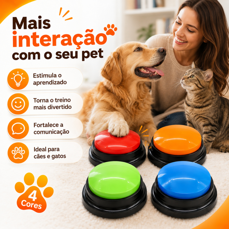 Botão Gravador Comando De Voz para Comunicação Cães Gatos Adestramento Pet Cachorro