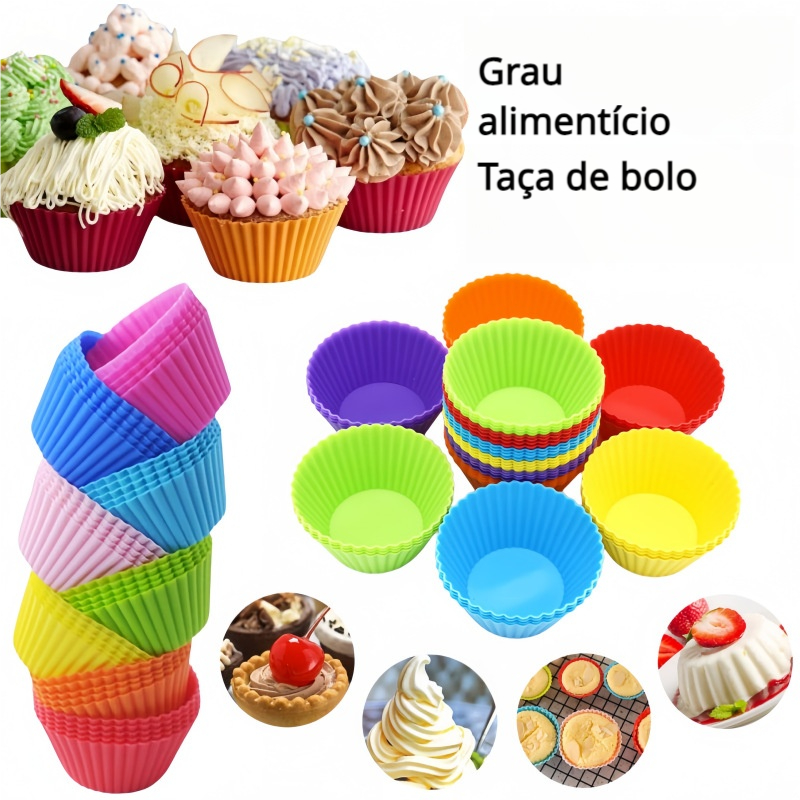 Forminhas Multicolorida 24 Unidades Forma Redonda Silicone Ou 12/36/48 Unidades Brigadeiro Tortinha Cupcake Bolinhos