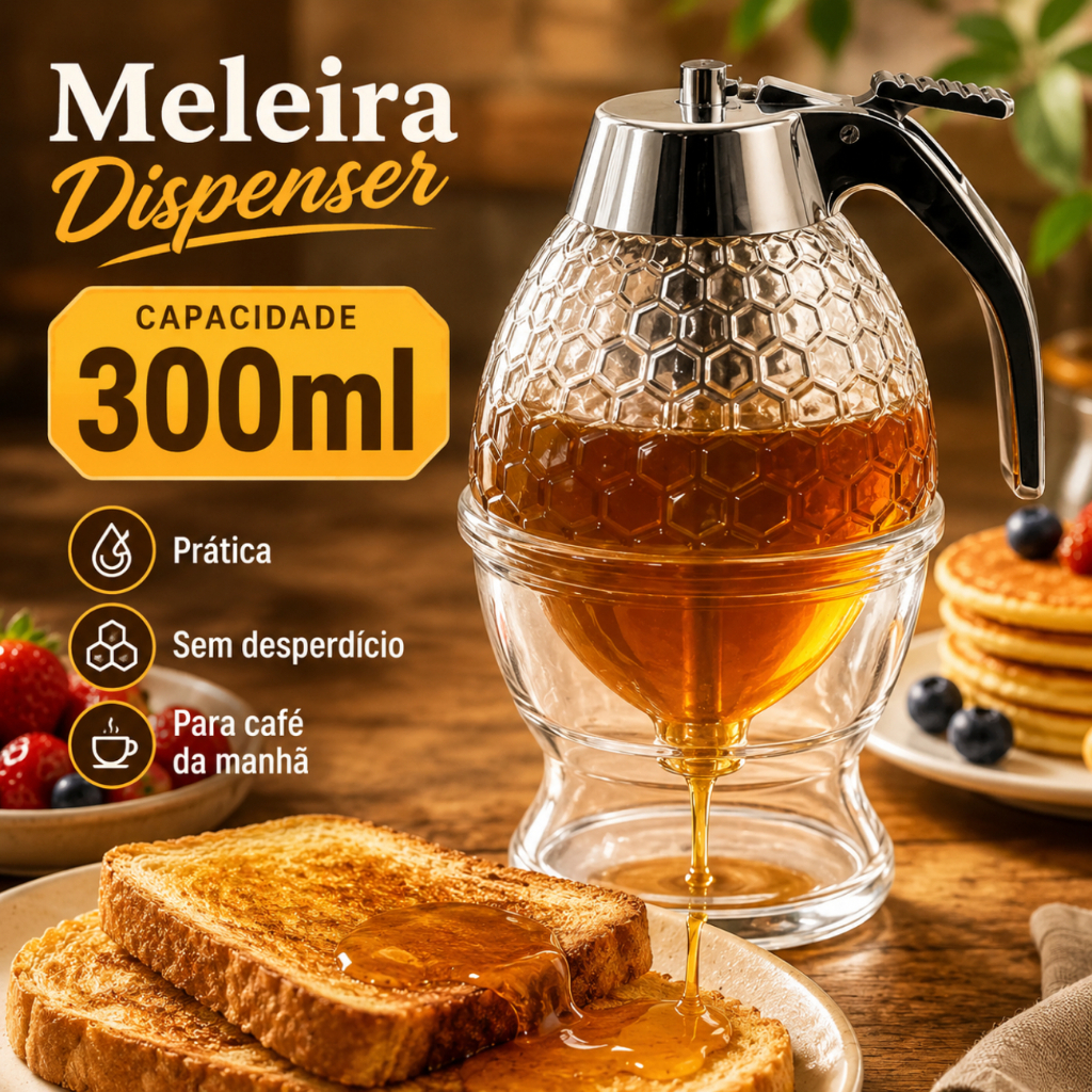 Dispensador de Mel Versátil com Prateleira de Armazenamento